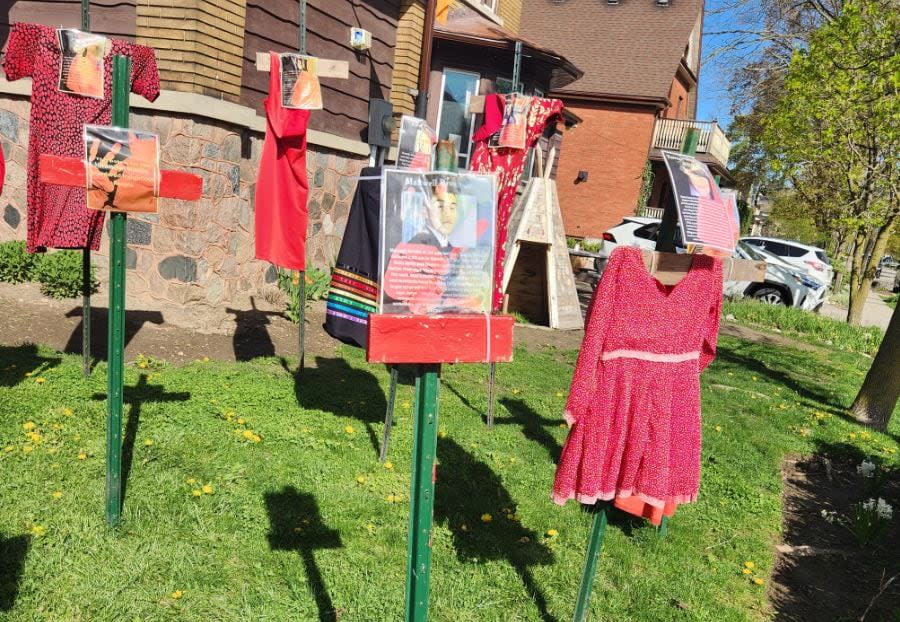 Healing of the Seven Generations says a red T-shirt was stolen from a display outside their office honouring Missing and Murdered Indigenous Peoples. (Healing of the Seven Generations/Facebook - image credit)