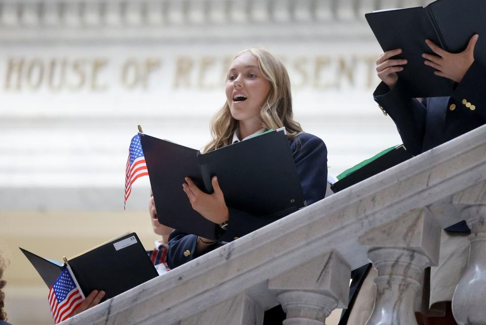 The American Heritage School Choir performs during the Constitution Month kickoff event at the Capitol in Salt Lake City on Thursday, Aug. 31, 2023. | Kristin Murphy, Deseret News