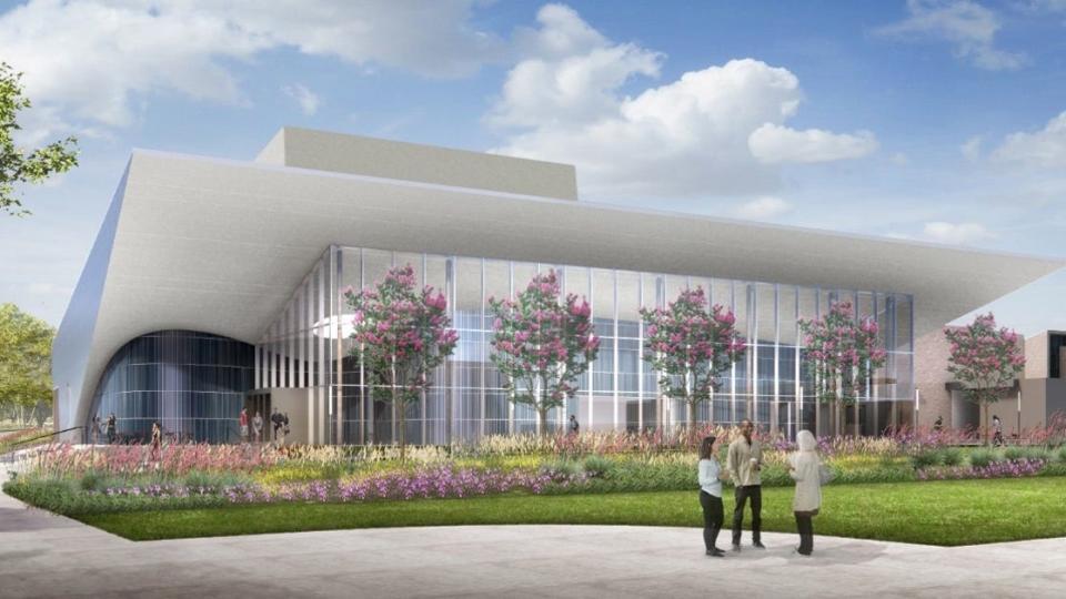 An artist’s rendering of the new CSUSB Performing Arts Center. The $126 million project should be ready to open during the 2024-25 academic year.