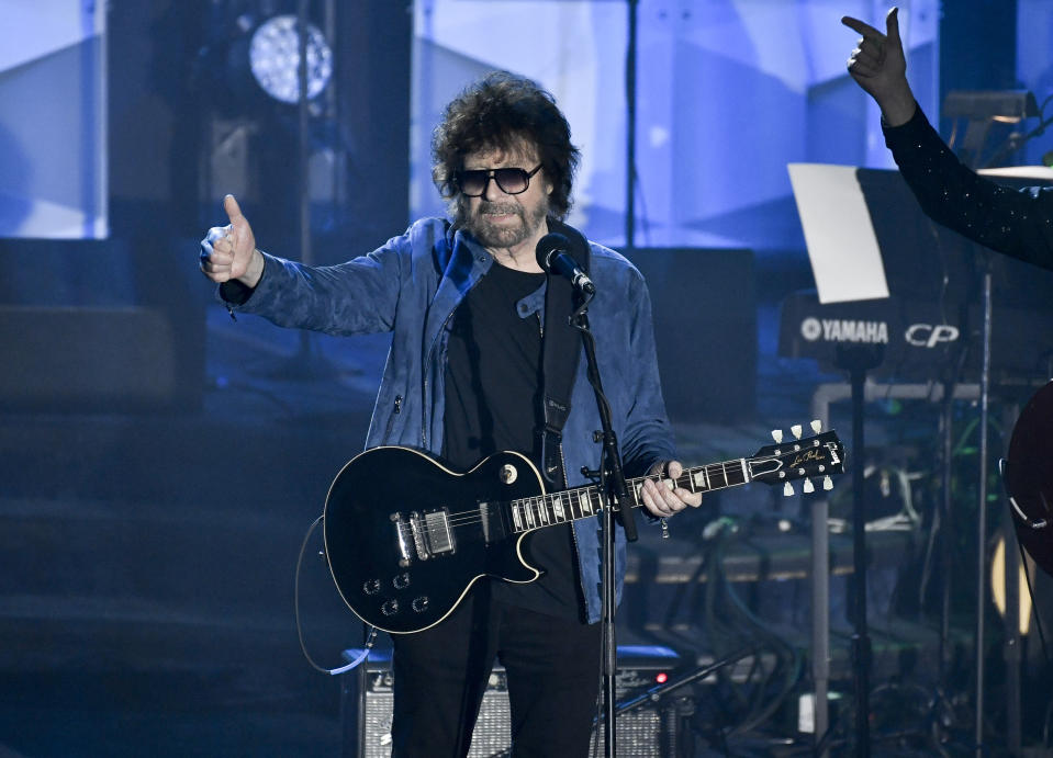 Jeff Lynne performs at the 52nd annual Songwriters Hall of Fame induction and awards ceremony at the New York Marriott Marquis Hotel on Thursday, June 15, 2023, in New York. (Photo by Evan Agostini/Invision/AP)