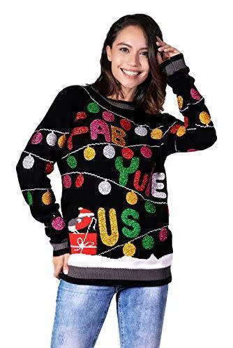 <p><strong>U LOOK UGLY TODAY</strong></p><p>amazon.com</p><p><strong>$30.99</strong></p><p>Glitter makes everything better, and ugly Christmas sweaters are no exception. Here, they light up a "fab-yule-us" design complete with cartoon string lights and a chic black base.</p>