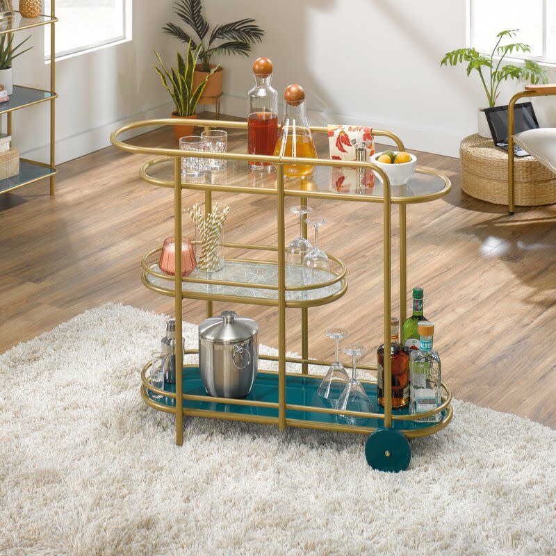 9) Everly Quinn Horwitz Coral Cape Bar Cart