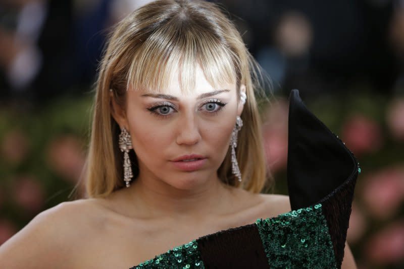 Miley Cyrus attends the Costume Institute Benefit at the Metropolitan Museum of Art in 2019. File Photo by John Angelillo/UPI