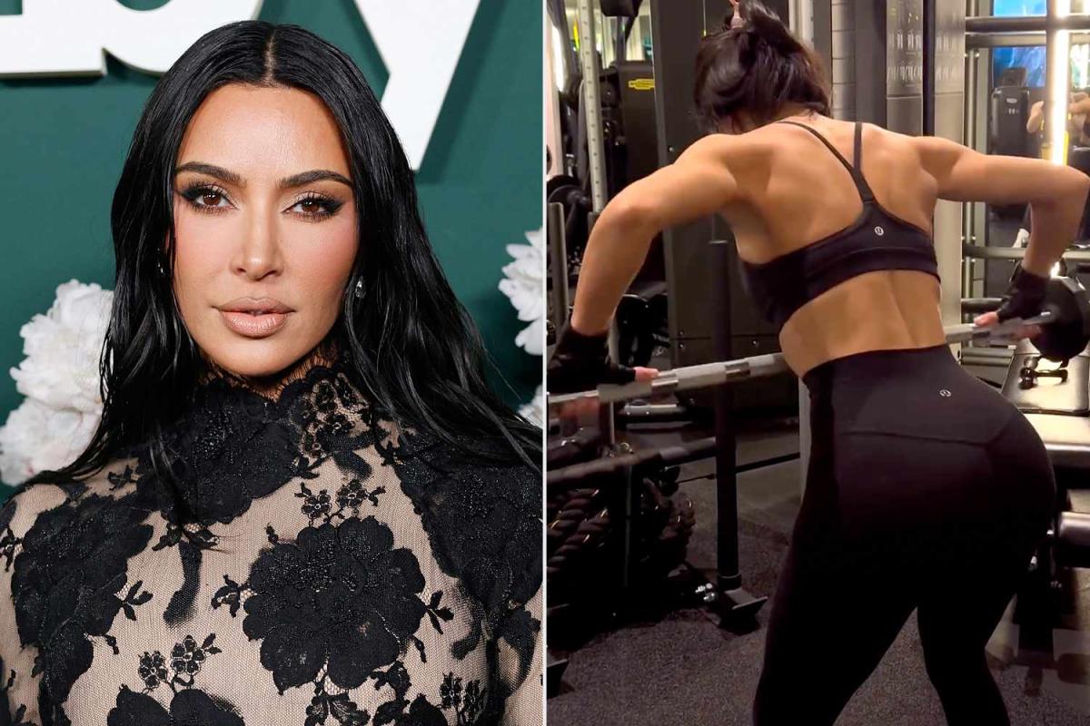 Kim Kardashian shows off her shredded back muscles during workout with Khloé