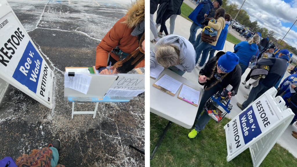 People sign a petition to put a measure on the ballot in 2024 that would reinstate abortion rights in South Dakota. (Courtesy: Dakotans for Health)