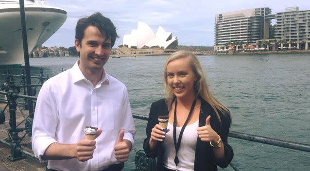 Young Liberals have been slammed after two were photographed eating a Streets ice cream amid the boycott. Photo: Facebook