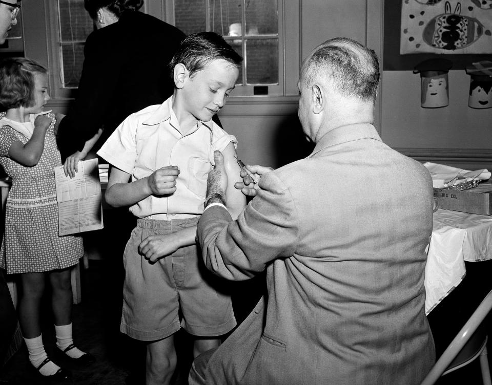 A boy getting the polio vaccine