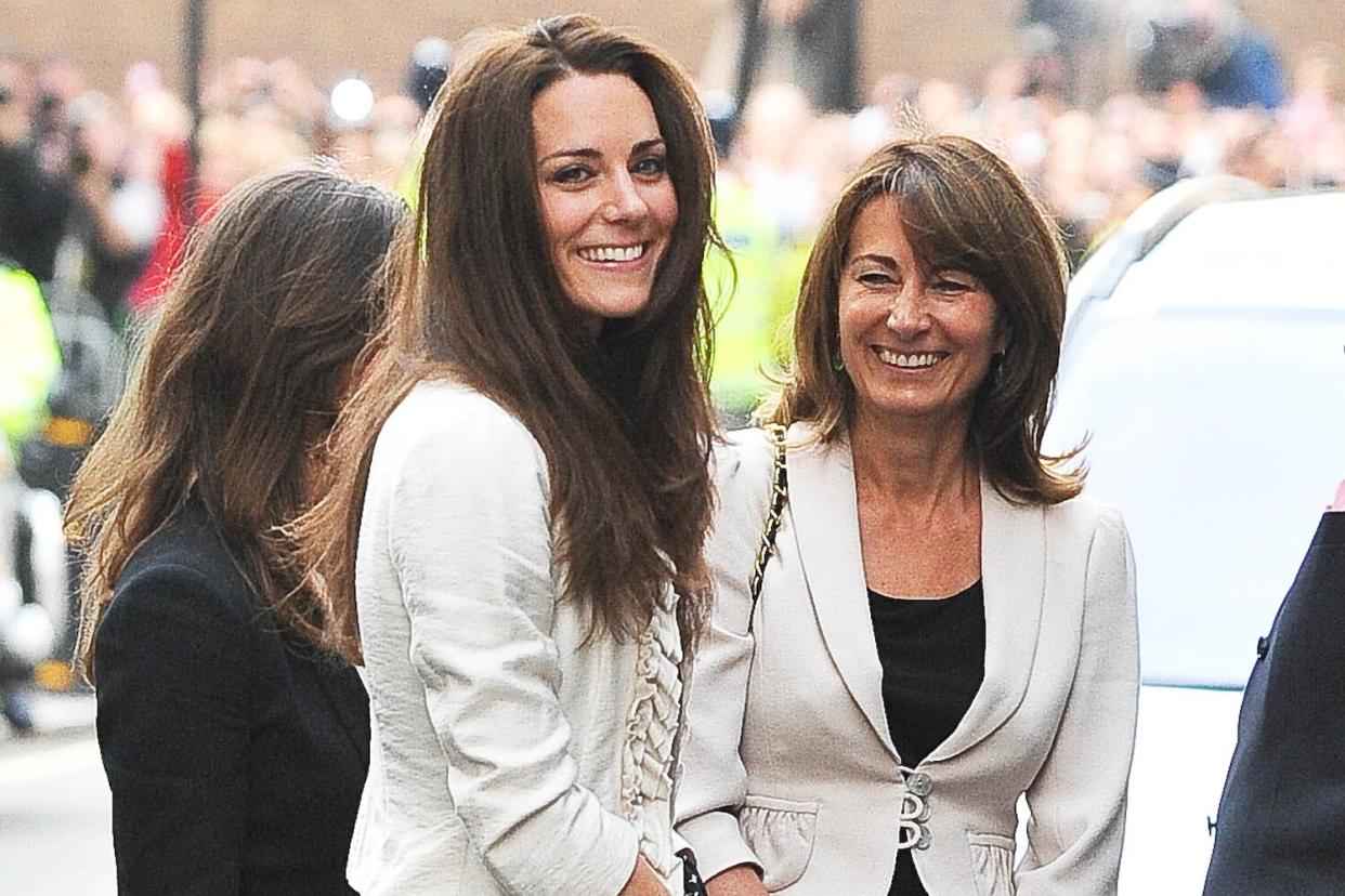 Catherine Middleton arriving with her mother Carole Middleton at the Goring Hotel on April 28, 2011 in London, England.