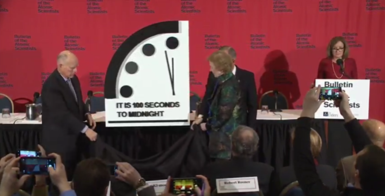 The world is now 20 seconds closer to midnight, according to the Doomsday Clock (YOUTUBE)