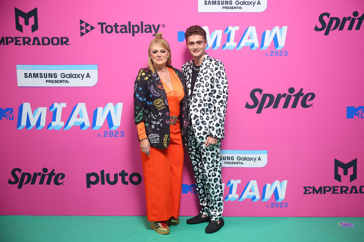 MEXICO CITY, MEXICO - AUGUST 04: Erika Buenfil and Nicolas Buenfil during the red carpet for the 'MTV MIAW 2023' at Pepsi Center WTC on August 04, 2023 in Mexico City, Mexico. (Photo by Hector Vivas/Getty Images)