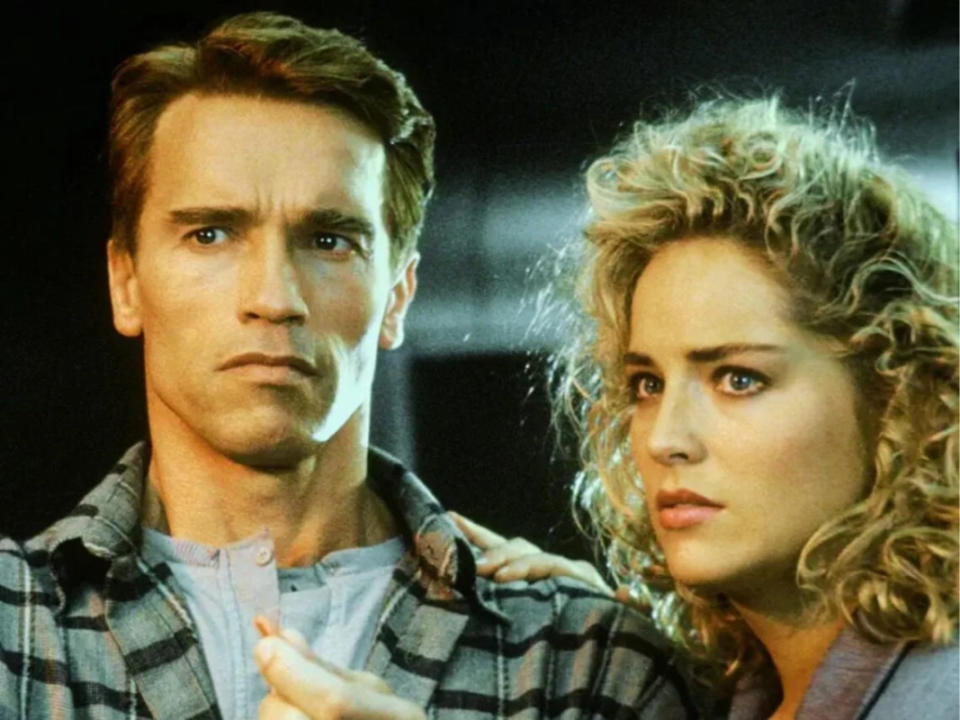 Arnold Schwarzenegger and Sharon Stone in "Total Recall"<p>TriStar Pictures/Sony Pictures</p>