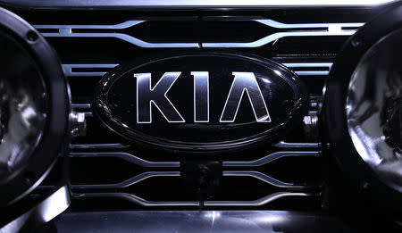 FILE PHOTO: The Kia logo is seen on a vehicle at the North American International Auto Show in Detroit, Michigan, U.S., January 14, 2019. REUTERS/Jonathan Ernst