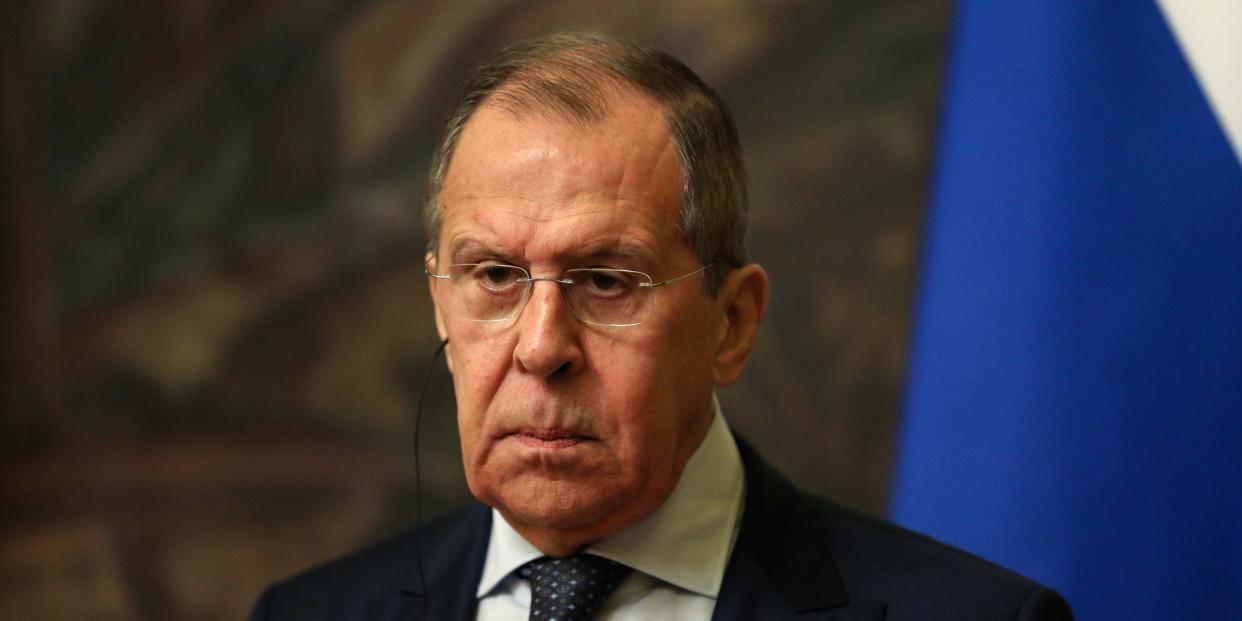 FILE PHOTO: Russia's Foreign Minister Sergei Lavrov attends a news conference following a meeting with Iran's Foreign Minister Mohammad Javad Zarif (not pictured) in Moscow, Russia June 16, 2020. Ministry of Foreign Affairs of the Russian Federation/Handout via REUTERS 