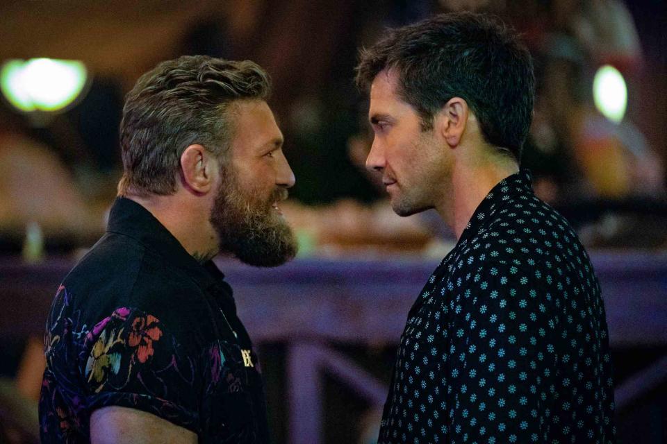 <p>Laura Radford/Prime Video</p> Conor McGregor and Jake Gyllenhaal in <em>Road House</em> (2024)