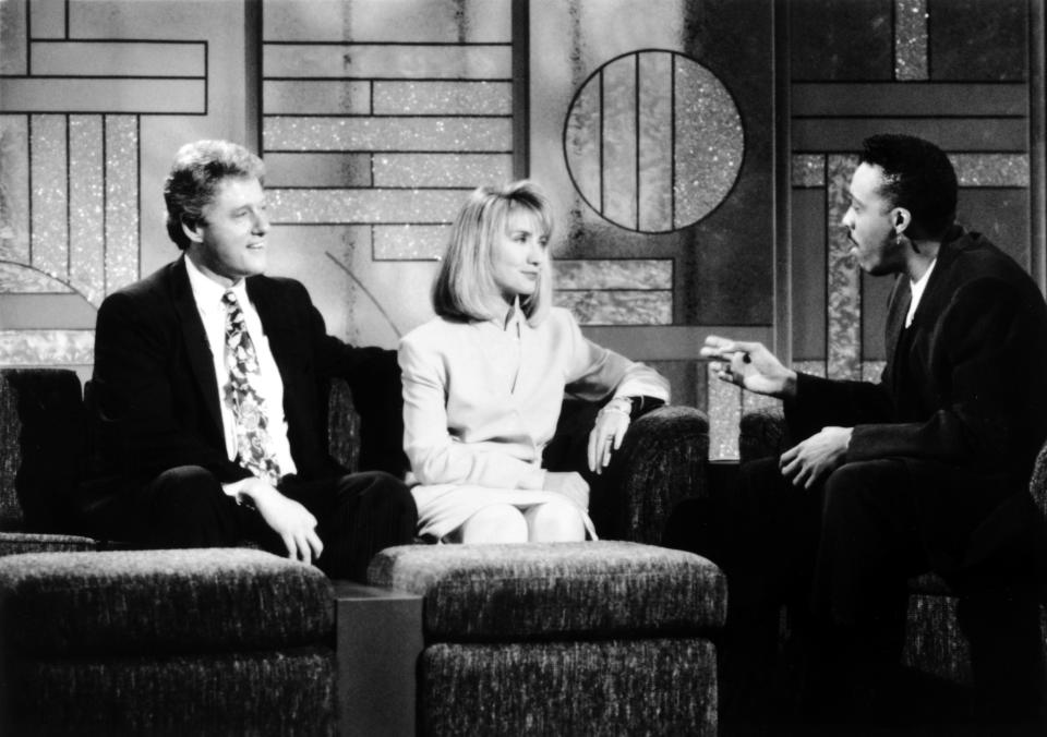 Bill and Hillary Clinton on 'The Arsenio Hall Show' in 1992 (Photo: Paramount Television / Courtesy: Everett Collection)