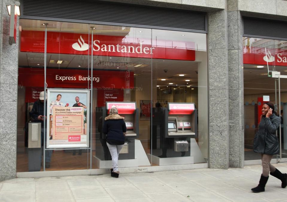 A Santander bank branch (Sean Dempsey/PA) (PA Archive)