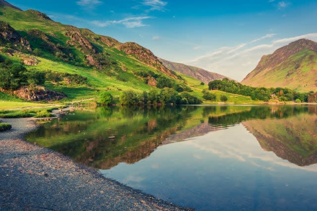 Beautiful sunset at lake in District Lake in England