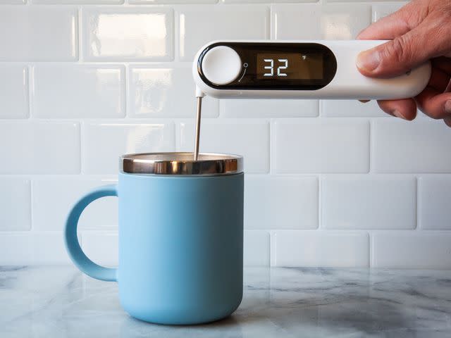 <p>Serious Eats / Irvin Lin</p> The OXO thermometer, shown here, gave readings in three to four seconds.