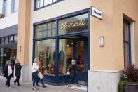 Tigard, Oregon, USA - Sep 28, 2019: Shoppers entering a Madewell retail store in Bridgeport Shopping Center in Tigard.