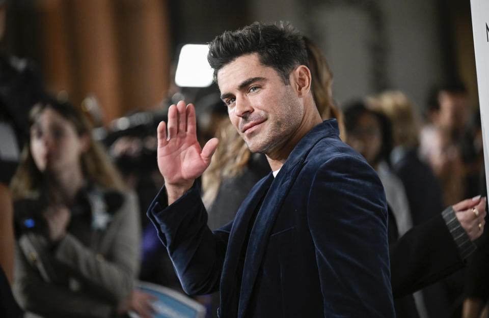 Zac Efron attends the National Board of Review awards gala at Cipriani 42nd Street on Thursday, Jan. 11, 2024, in New York. (Photo by Evan Agostini/Invision/AP)