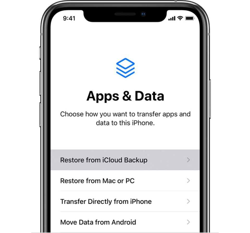 Setting up your new iPhone 12 with data from your old iPhone via iCloud will ensure you get all of your data and apps with ease. (Image: Apple)