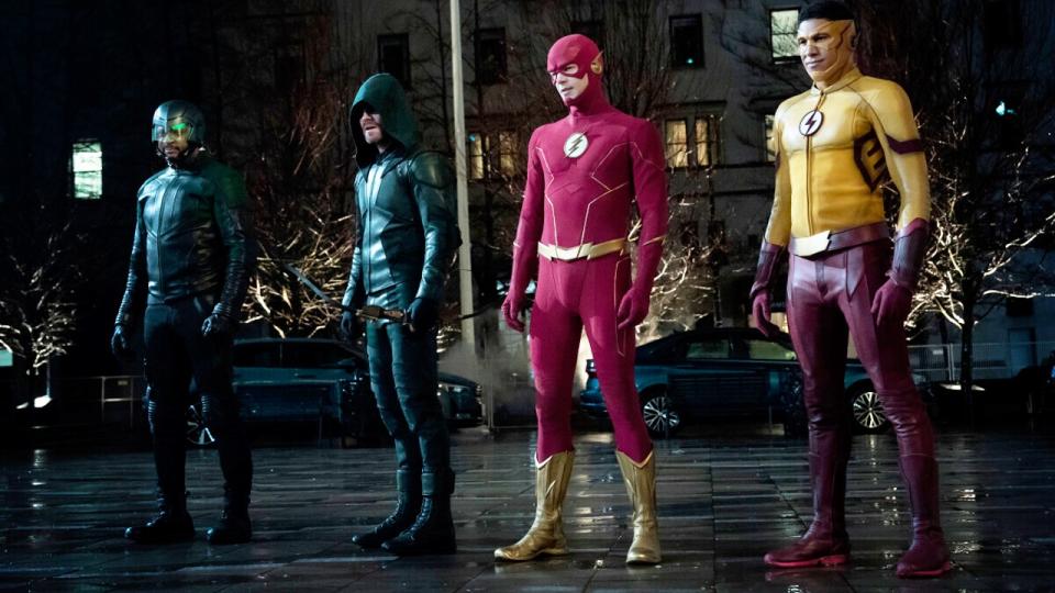 Oliver, Diggle, Barry, and Wally on The Flash