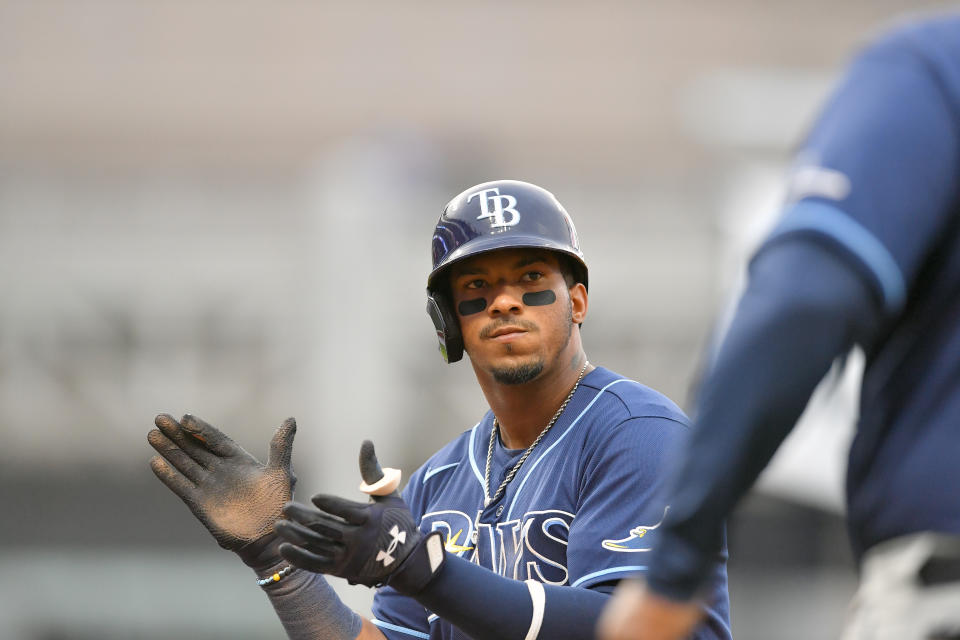 Rays shortstop Wander Franco grew up near Jose Ramirez, and parlayed similar skills into a rapid rise to stardom. (Photo by Jason Miller/Getty Images)