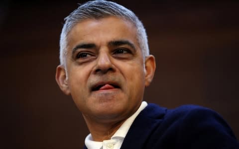 Demonstrators arrived at the Fabian conference to interrupt a speech by the Mayor of London - Credit:  SIMON DAWSON/ REUTERS