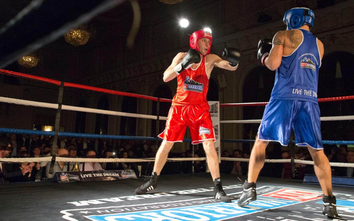 Ben 'Boom Boom' Bloom trained for five months ahead of his white-collar boxing bout - Jeff Gilbert/The Telegraph