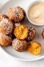 <p>The bourbon cream cheese glaze served with these pumpkin fritters is too good for words. </p><p><strong>Get the recipe at <a href="https://grandbaby-cakes.com/pumpkin-fritters/" rel="nofollow noopener" target="_blank" data-ylk="slk:Grandbaby Cakes;elm:context_link;itc:0;sec:content-canvas" class="link ">Grandbaby Cakes</a>.</strong> </p>