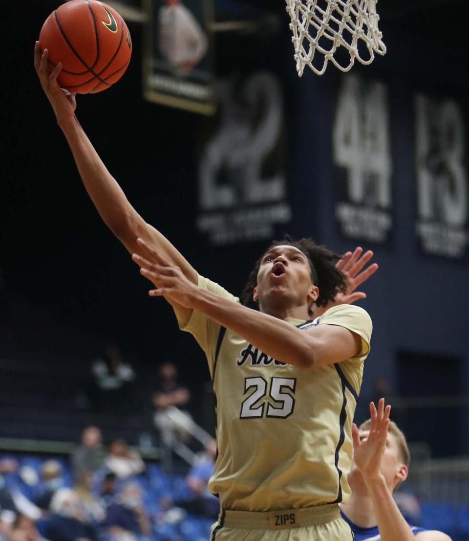University of Akron forward Enrique Freeman has been solid all season for the Zips, who will play Ball State on Tuesday night at Rhodes Arena.