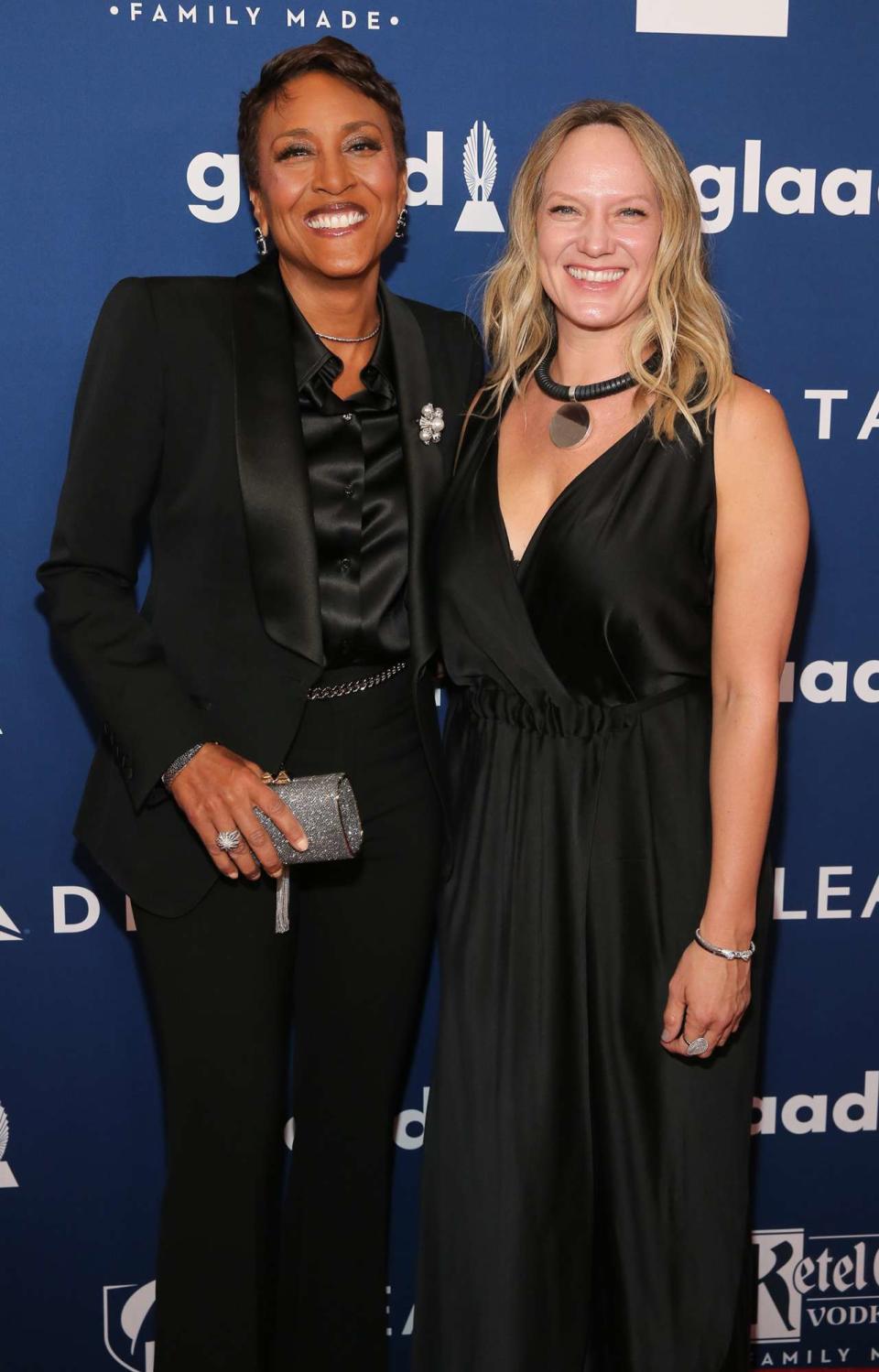 Robin Roberts and Amber Laign attend the 29th Annual GLAAD Media Awards at Mercury Ballroom at the New York Hilton on May 5, 2018 in New York City