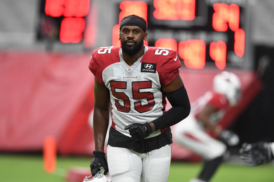 Chandler Jones is done for the season after tearing his bicep, which he'll need surgery to repair. (Photo by Norm Hall/Getty Images)