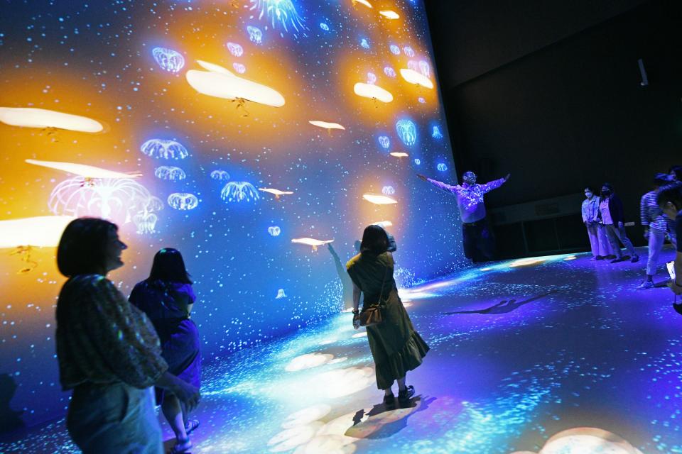 Visitors at a preview of the exhibition 