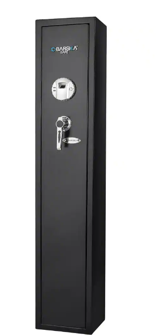 Tall, slim, black gun safe