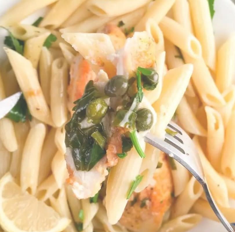 <p>Life's Little Sweets</p><p>A bright and zippy weeknight wonder.</p><p><strong>Get the recipe: <a href="https://www.lifeslittlesweets.com/chicken-piccata-bake" rel="nofollow noopener" target="_blank" data-ylk="slk:Lemon Chicken Piccata Penne;elm:context_link;itc:0;sec:content-canvas" class="link ">Lemon Chicken Piccata Penne</a></strong></p>