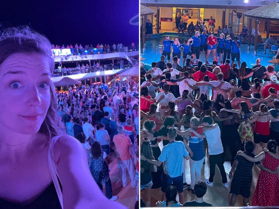 Crowds on Carnival Vista's Lido Deck.