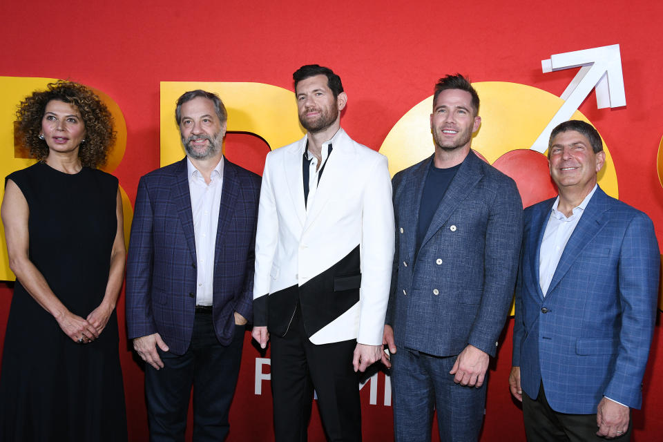 Donna Langley, Judd Apatow, Billy Eichner and Luke Macfarlane at the New York premiere of "Bros"  held at AMC Lincoln Square on September 20, 2022 in New York City.