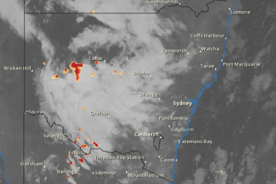 While it might be a warm day across NSW, there's a chance of severe thunderstorms across the state and showers in the capital. Source: Bureau of Meterology