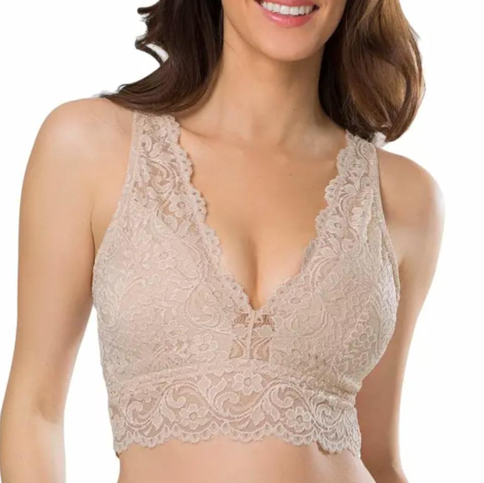 It's designed with removable cups and extra-wide straps for the kind of comfort you need from every bra you ever wear.<br /><br /><strong>Promising review:</strong> "Adequate support and surprising comfort! I have an hourglass figure and wear a 36DDD or F in standard bras. It's been really hard to find bralettes that work for me. This one is the best so far. I can wear it with the pads for a little more lift, or without for a cooler summer bra that still has adequate support and coverage. The lace is holding up well and has softened a bit with gentle washing, while not losing any support. This bra supports me better than I had expected for a bra with so little structure. I highly recommend it if you're looking for adequate support and no underwire." &mdash; <a href="https://amzn.to/3tI7U3S" target="_blank" rel="noopener noreferrer">Amazon Customer</a><br /><br /><strong>Get it from Amazon for <a href="https://amzn.to/3tI7U3S" target="_blank" rel="noopener noreferrer">$10+</a> (available in 10 colors, and sizes S-2XL).</strong>