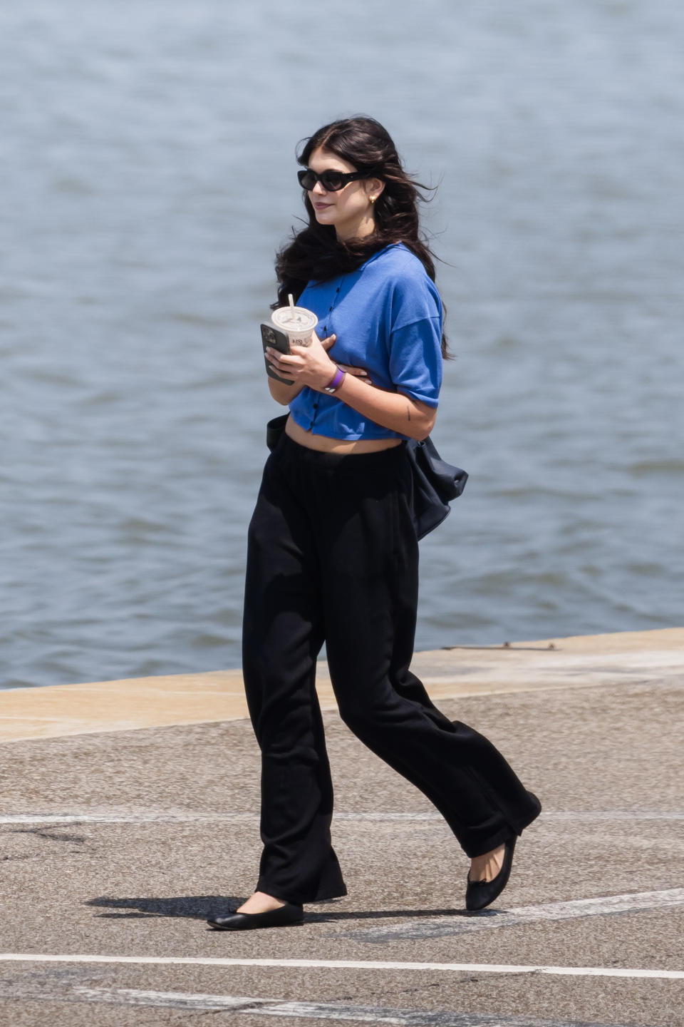 NEW YORK, NEW YORK - MAY 26: Kaia Gerber is seen in the Westside Heliport on May 26, 2024 in New York City. (Photo by Gotham/GC Images)