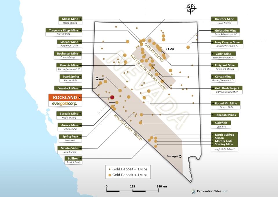 Figure 1 - Rockland Location, Walker Lane Trend, Nevada