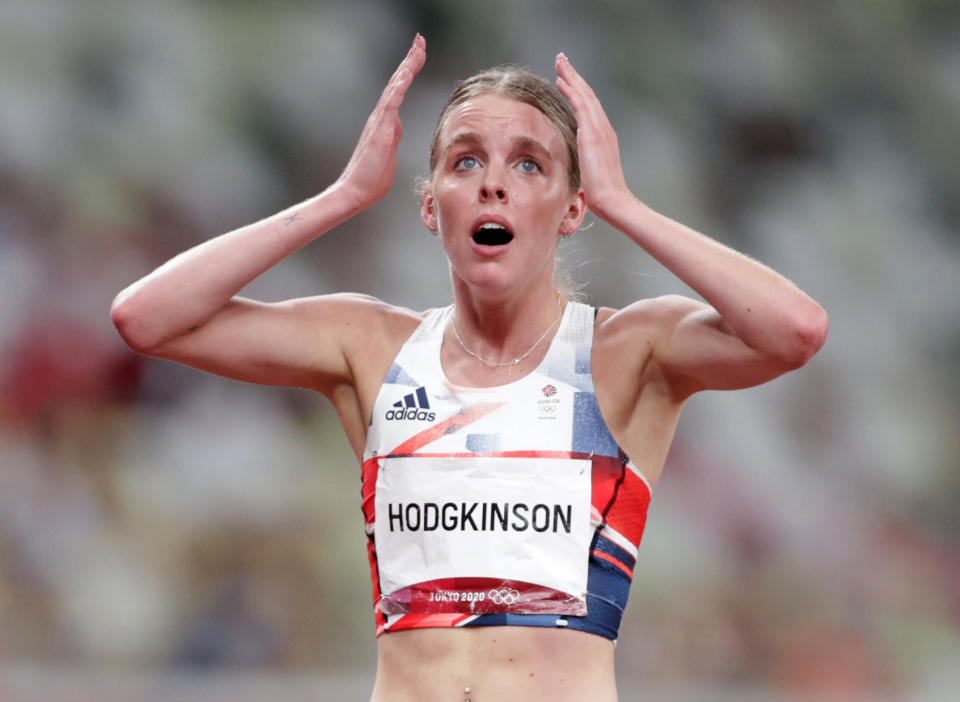 Keely Hodgkinson after winning the 800m Olympic silver medal and breaking the British record