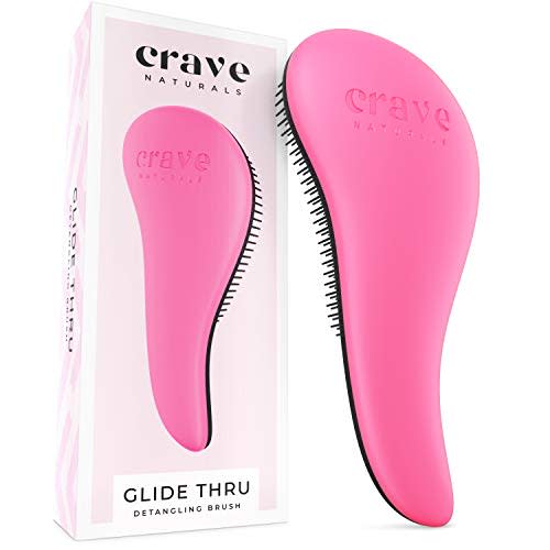 Crave Naturals Glide Thru Detangling Brush for Adults & Kids Hair - Detangler Comb & Hairbrush for Natural, Curly, Straight, Wet or Dry Hair (PINK) (Amazon / Amazon)