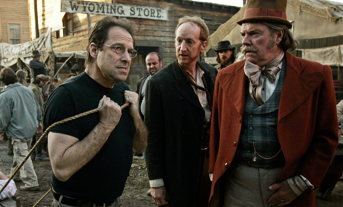 David Milch on the set of Deadwood (Credit: HBO)