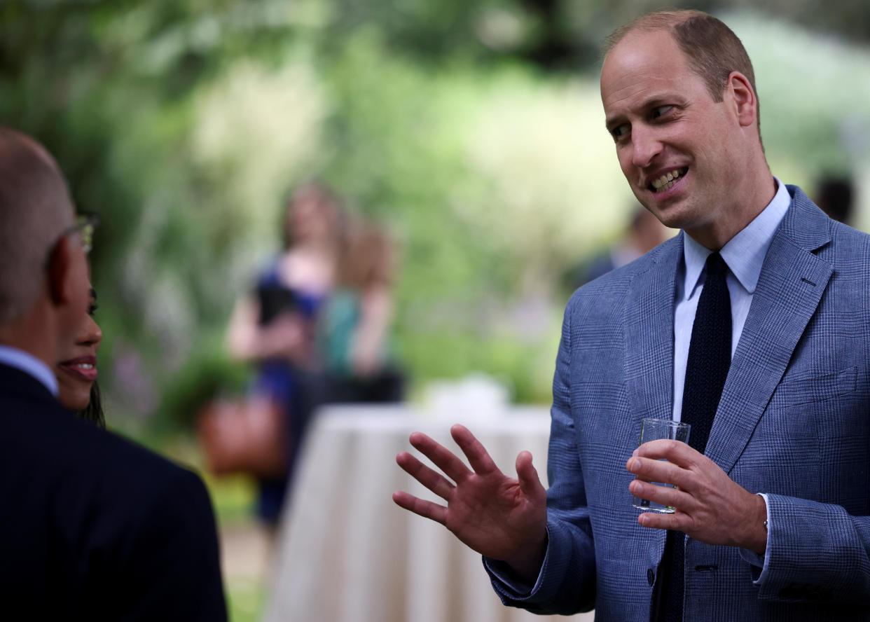 The Duke of Cambridge, in his role as Joint Patron of NHS Charities Together, during a 'Big Tea' for NHS staff at Buckingham Palace in London, to mark the 73rd birthday of the NHS. Picture date: Monday July 5, 2021.