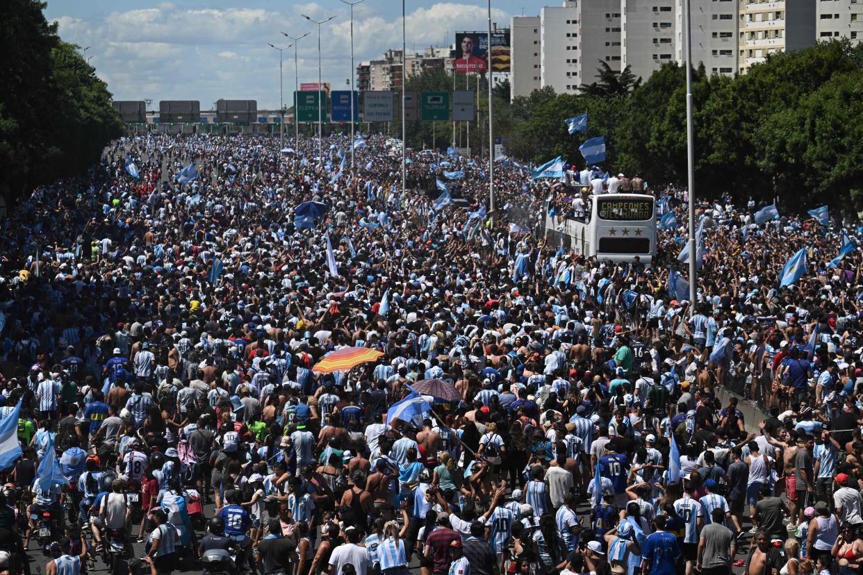 Officials estimated that about five million people flocked to the streets in Buenos Aires to celebrate Argentina's World Cup win on Tuesday.