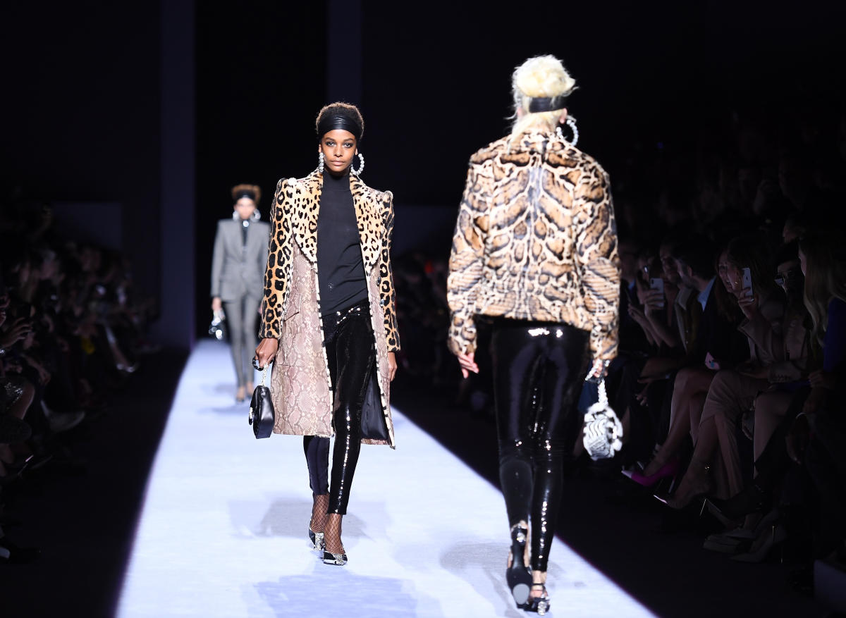 Tom Ford Embraces 1980s Excess Even as the Dow Plummets: It's Flashy  Skin-Tight Leggings, Animal Prints and Sequins Galore for Fashion Week