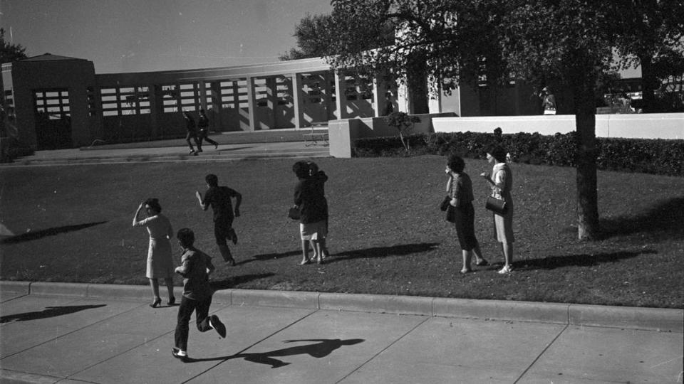 This image was captured by then-Fort Worth Star-Telegram photographer Harry Cabluck near Dealey Plaza in Dallas immediately after President John F. Kennedy was mortally wounded by gunfire on Nov. 22, 1963.