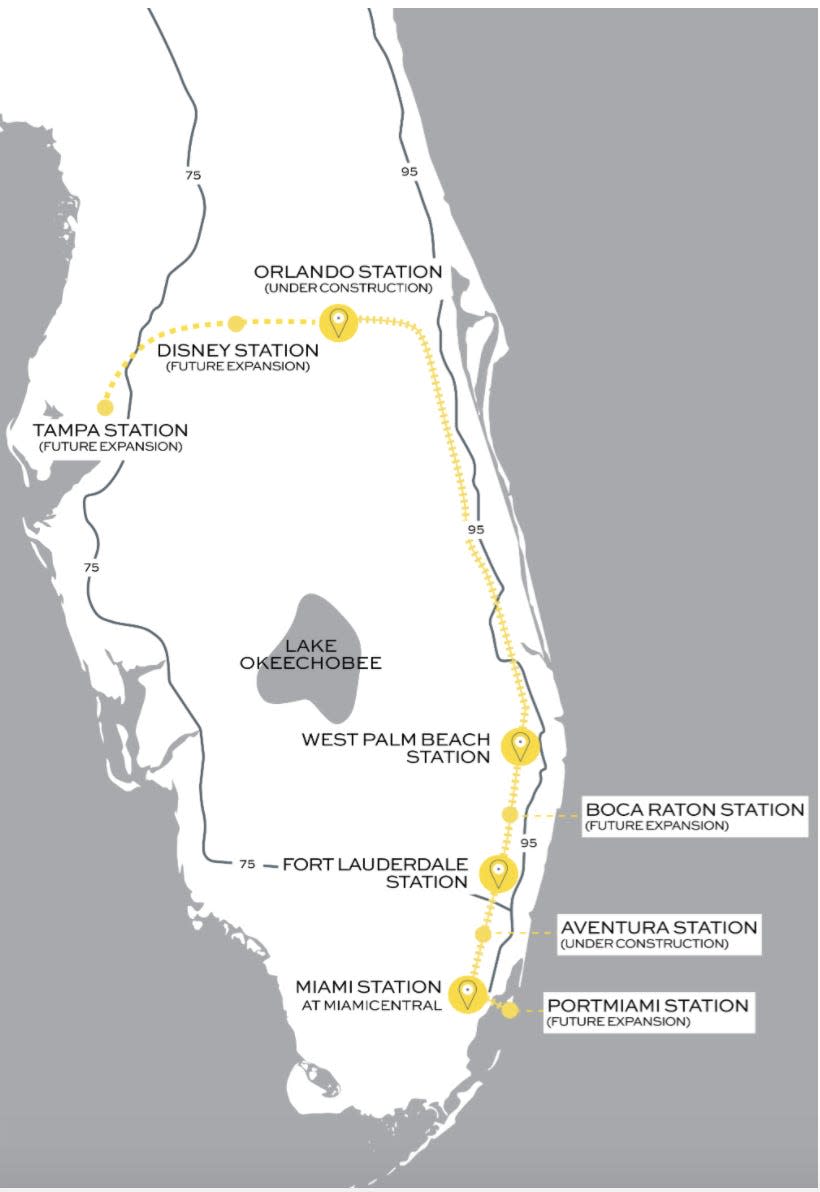 Brightline planned florida extension map